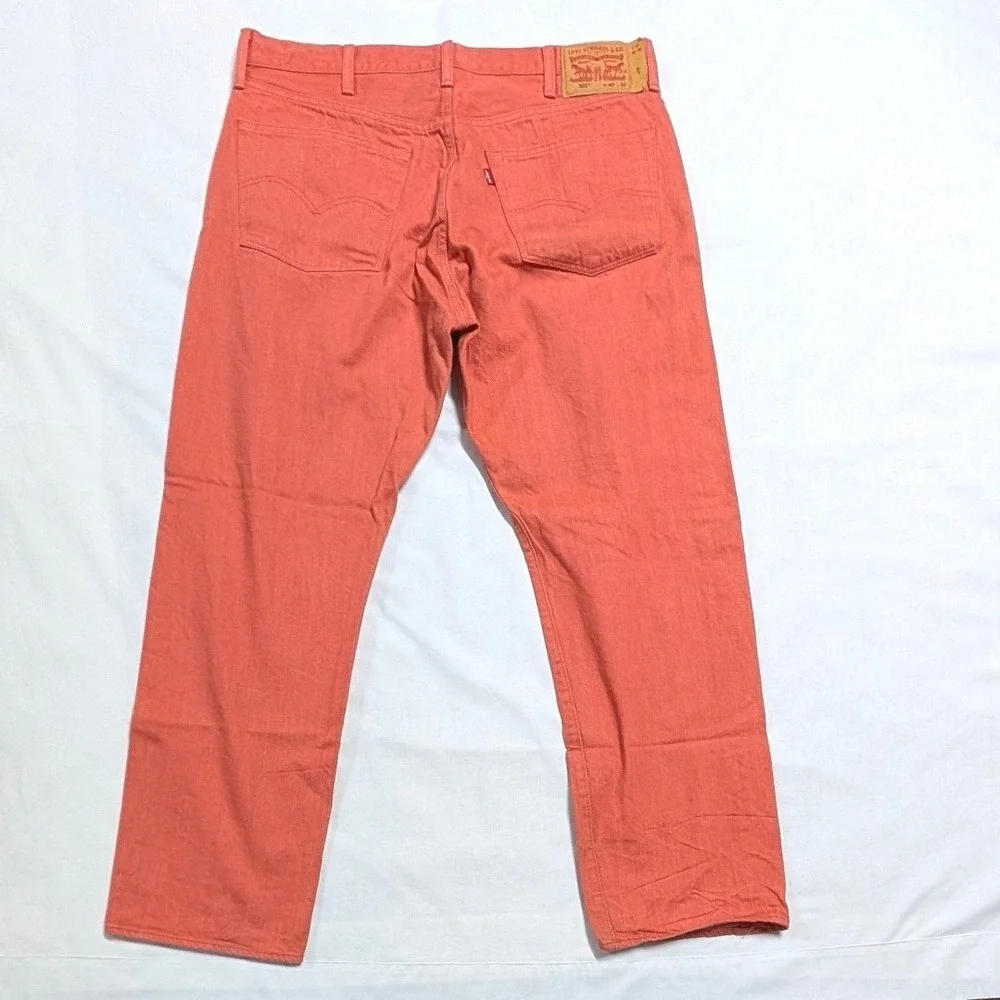 Levi's 501 Original Fit Straight Leg Salmon Orange Jeans Mens 40x32